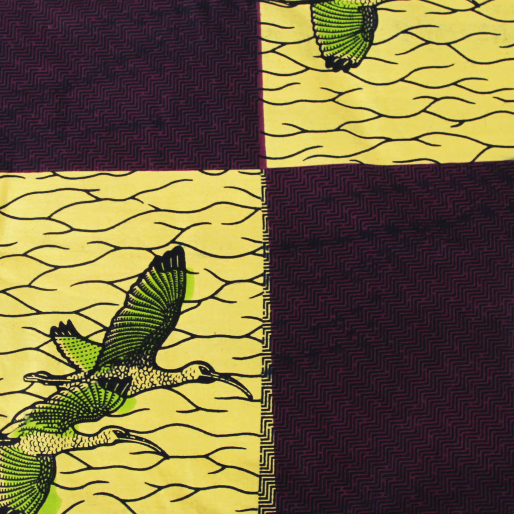 Unisex Children's Button Up Shirt "Migrating Cranes, Yellow and Purple"