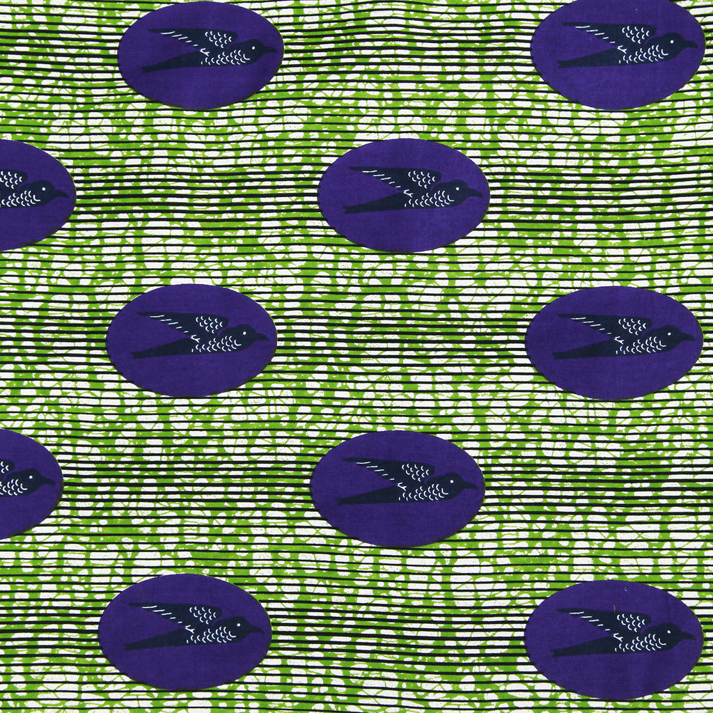 Kids Unisex Classic Kimono "Birds Flying High, Green and Dark Purple"