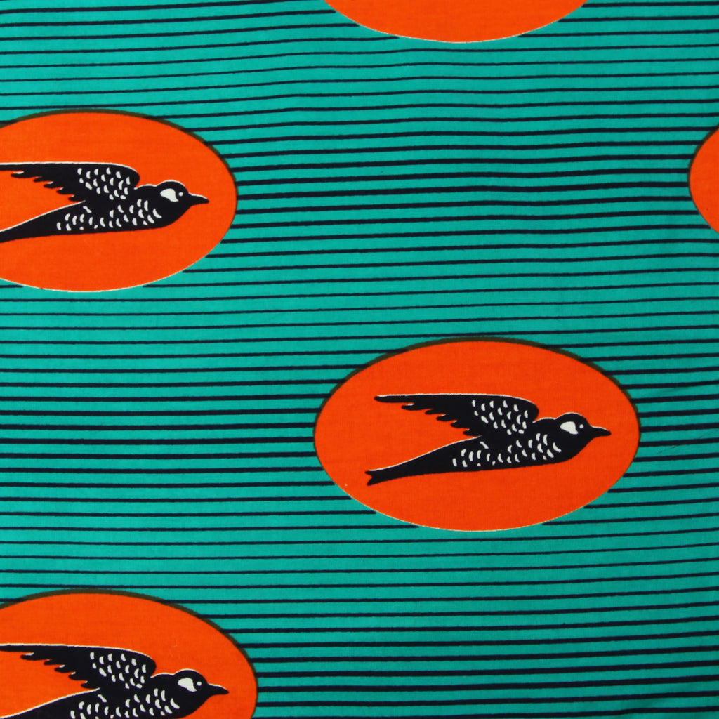 Kids Unisex Classic Kimono "Birds Flying High, Teal and Orange"