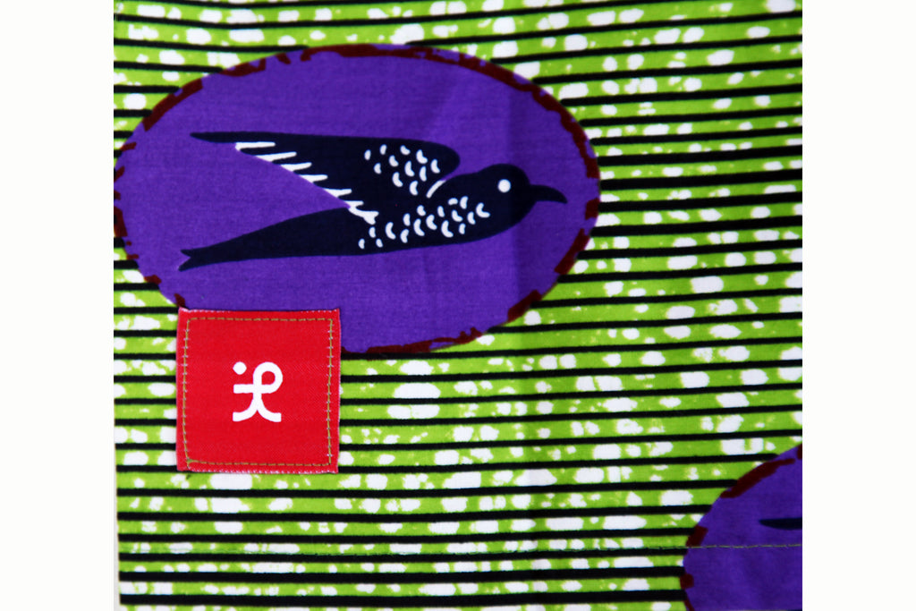 Unisex Children's Button Up Shirt "Birds Flying High, Green and Light Purple"