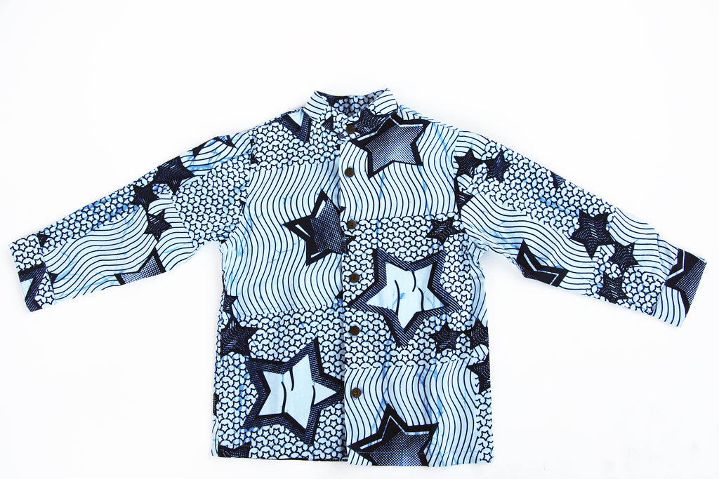 Unisex Children's Button Up Shirt "Stars and Waves"