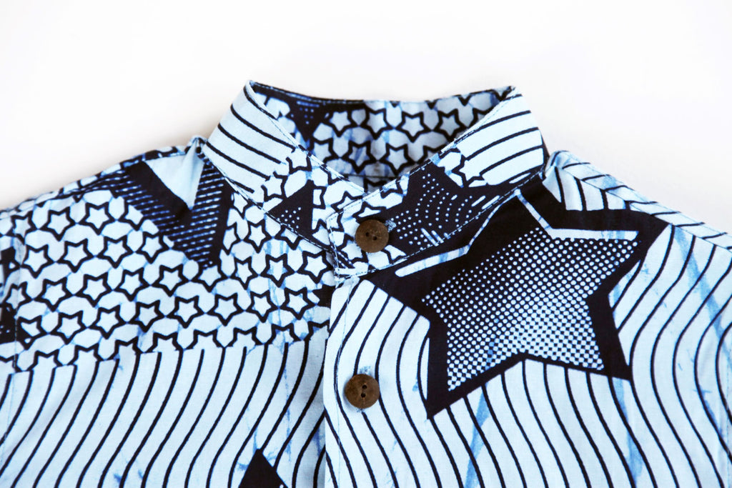 Unisex Children's Button Up Shirt "Stars and Waves"