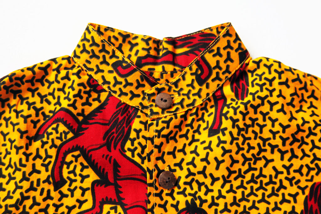 Unisex Children's Button Up Shirt "Wild Horses, Red and Orange"