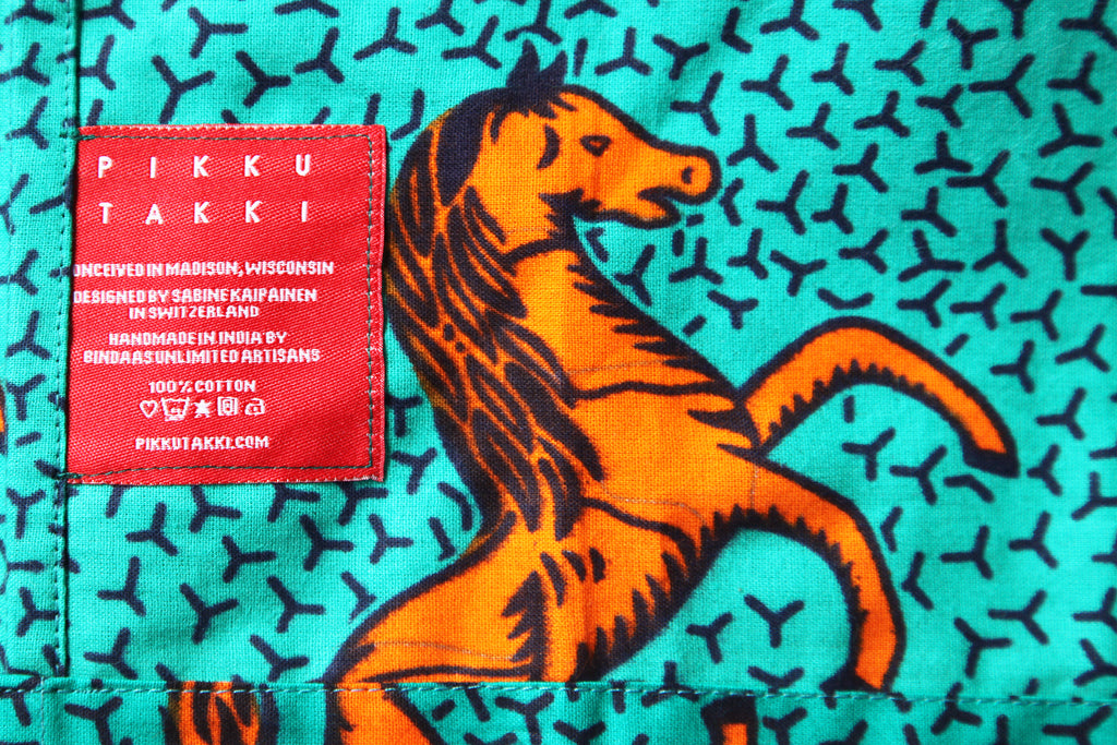 Unisex Children's Button Up Shirt "Wild Horses, Orange and Turquoise"