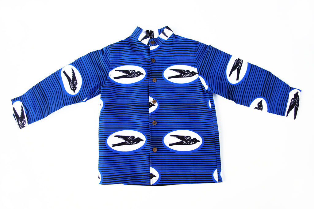 Unisex Children's Button Up Shirt "Birds Flying High, Blue"