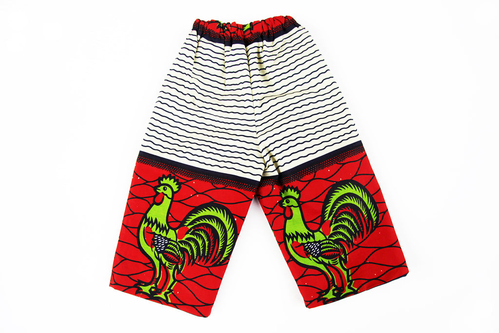 Baby and Toddler Reversible Pants "Green Rooster"