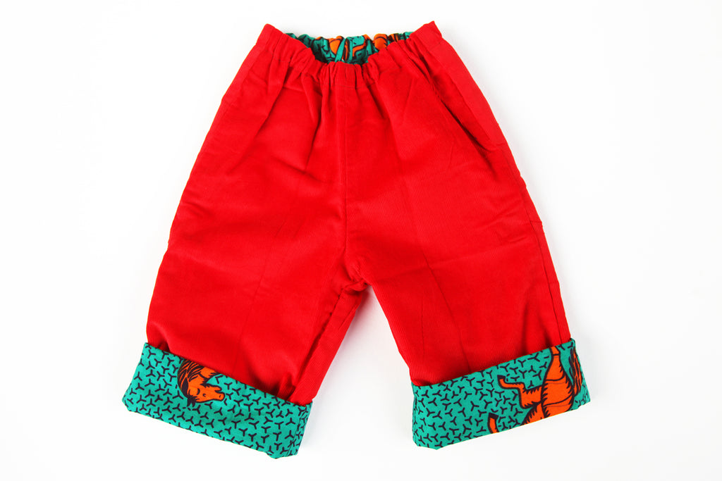 Baby and Toddler Reversible Pants "Wild Horses, Orange and Turquoise"