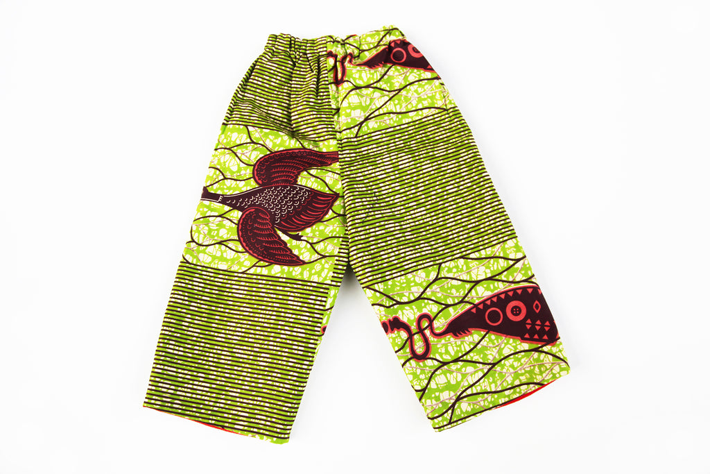 Baby and Toddler Reversible Pants "Migrating Cranes, Green"