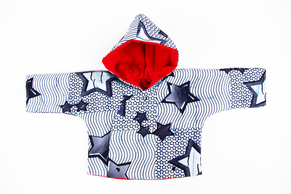 Kids Unisex Hooded Kimono "Stars and Waves"