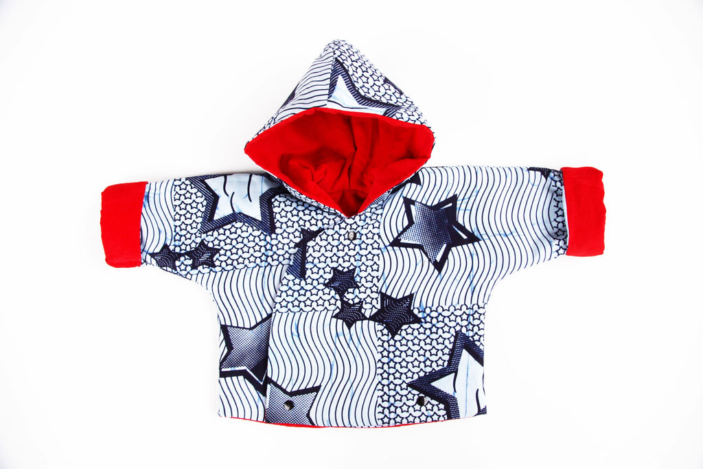 Kids Unisex Hooded Kimono "Stars and Waves"