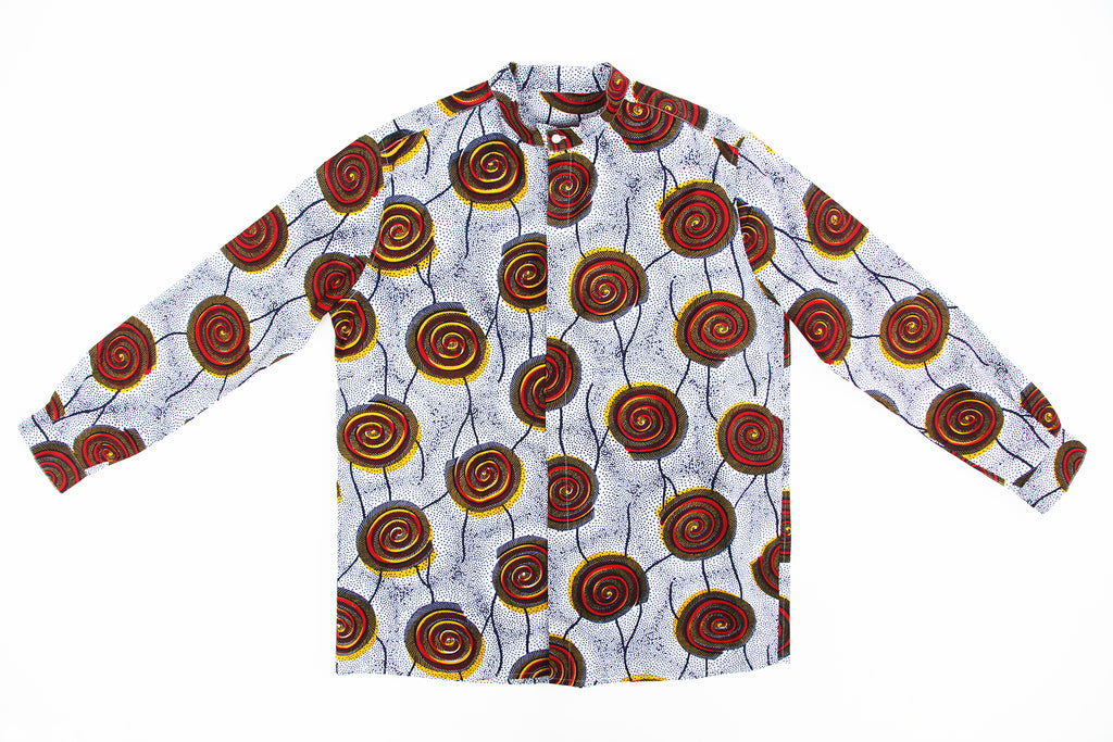 Adult Unisex Button Down Shirt Mandarin "Spiral"
