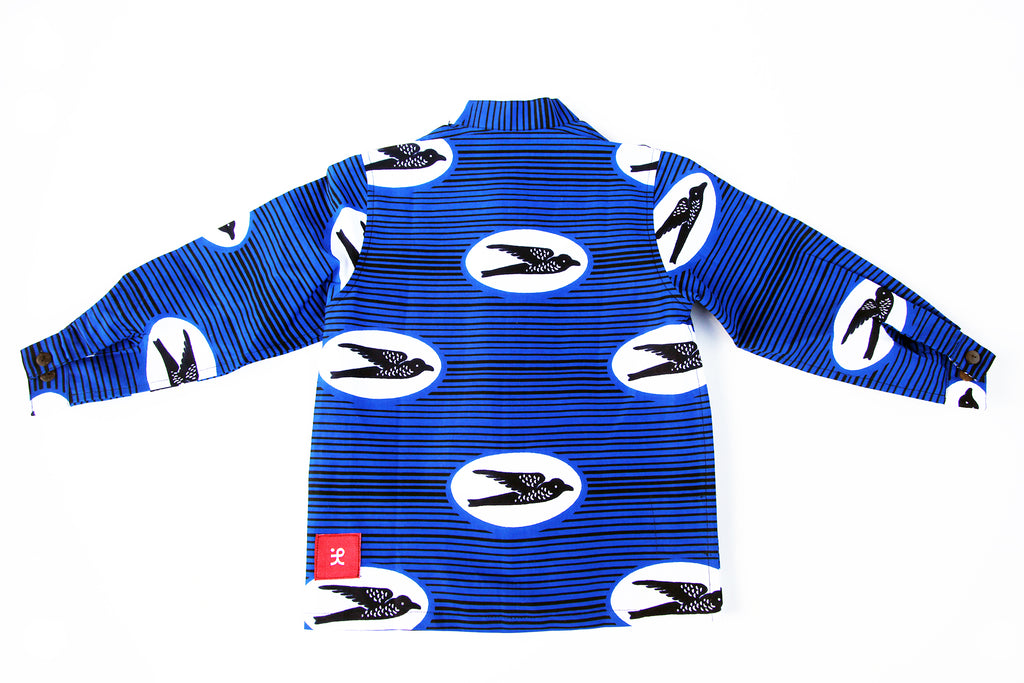 Unisex Children's Button Up Shirt "Birds Flying High, Blue"